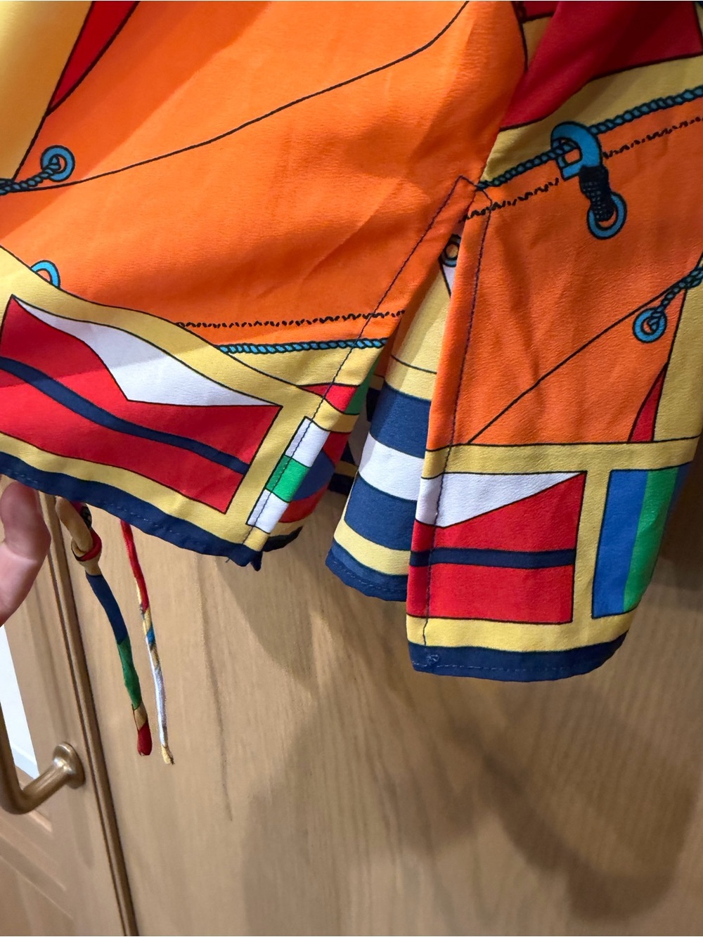Vintage Lauren Ralph Lauren Nautical Sail Print Boatneck Tie Belt Tunic LG - Picture 8 of 10